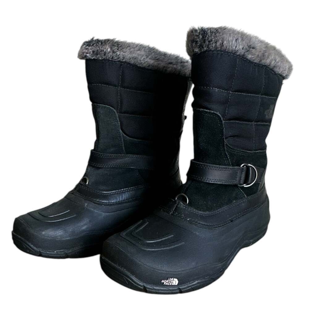 The North Face Shellista Pull-On Boots Women's 8.5 Black Faux Fur Winter Snow
